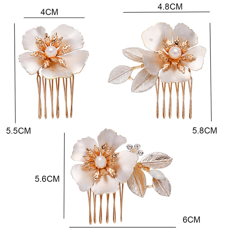 Molans Golden Pearl Crystal Wedding Hair Combs Hair Accessories for Bridal Flower Headpiece Women Bride Hair ornaments Jewelry