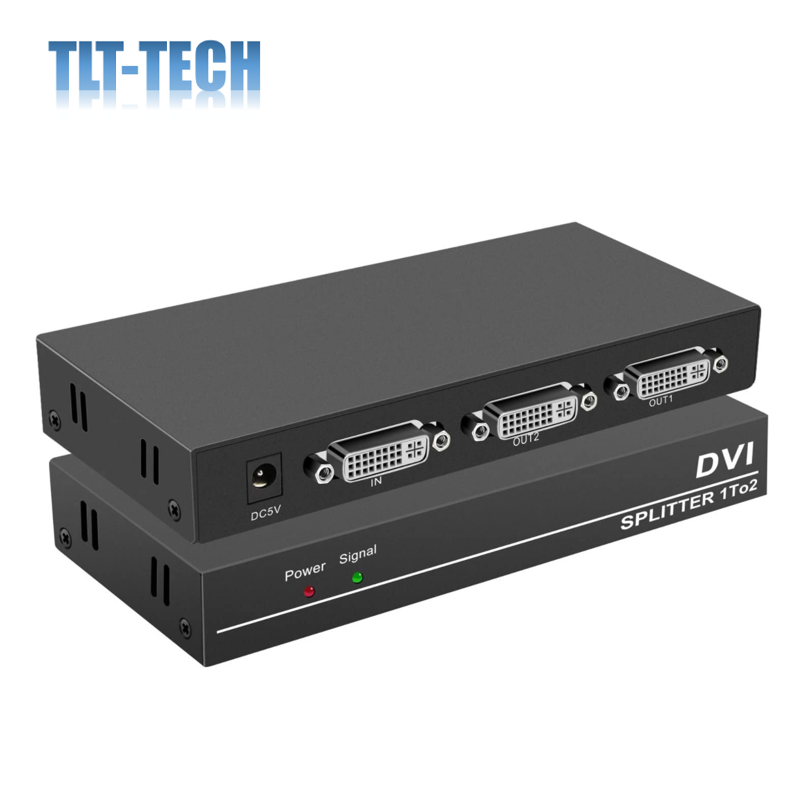 2-portowy podwójny Monitor DVI Video Splitter (1 na 2 wyjścia dzieli 1 sygnał wideo na podwójny wyświetlacz) rozdzielczość do 1080p obsługuje EDID