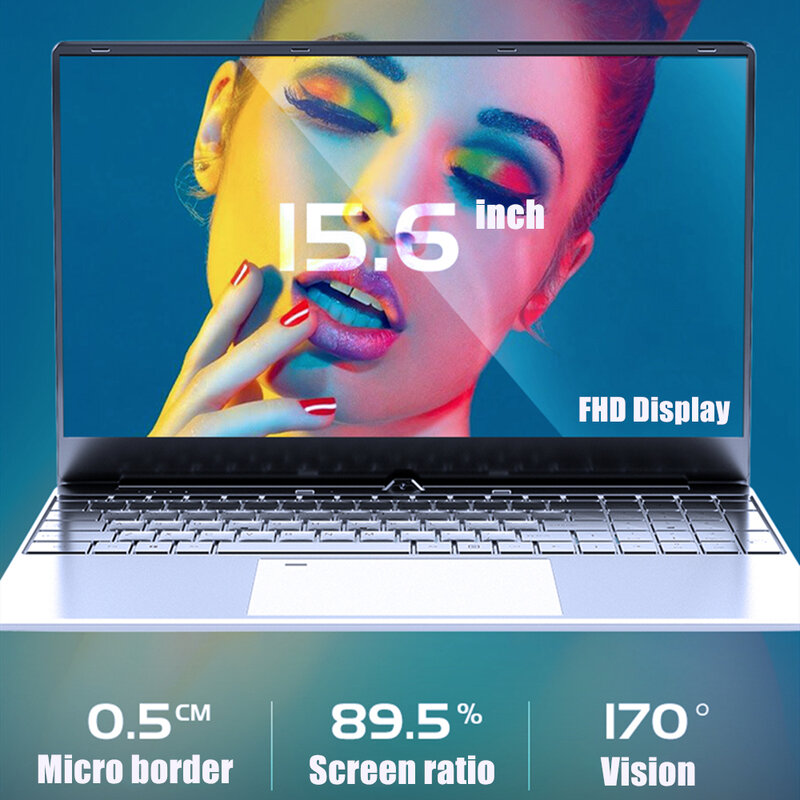 LHMZNIY 15.6 inch laptop Intel Dual-coret 16GB DDR4 RAM 512GB M.2 SSD Gaming notebook WiFI Webcam Fingerprint unlock Windows10