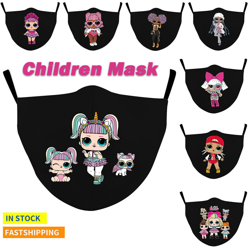 Reusable Mask Child Face Masks Cute Doll Cartoon Printed Mask Washable Fabric Masks for Kids Mouth Mask Breathable Face Mask