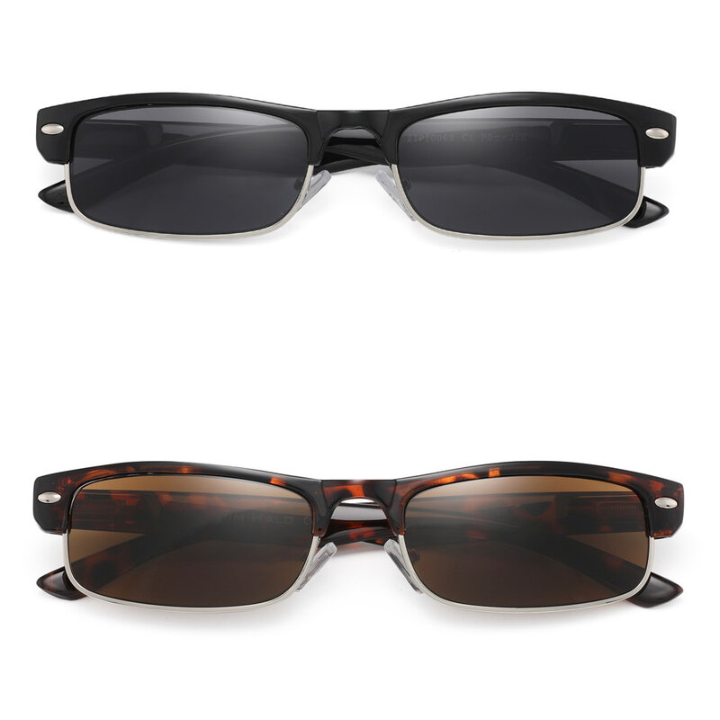 JM Semi Rimless Sunglasses Readers Spring Hinge Sun Reading Glasses for Men Women