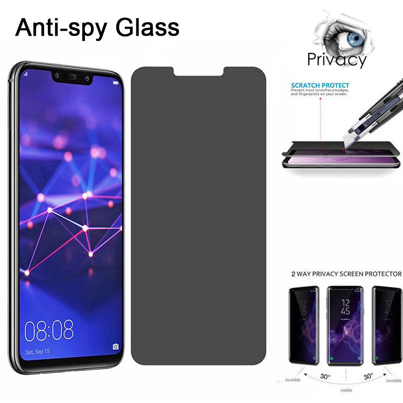 Anti-spy Protective Tempered Glass for Huawei P20 P40 Lite E 5G P30 Pro Privacy Screen Protector for Huawei P10 Plus films glass