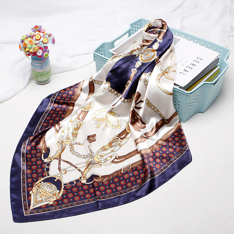 QLUKEOYY-Bufanda de seda de imitación con estampado para mujer, bufandas cuadradas pequeñas, chal, diadema, versátil 2023