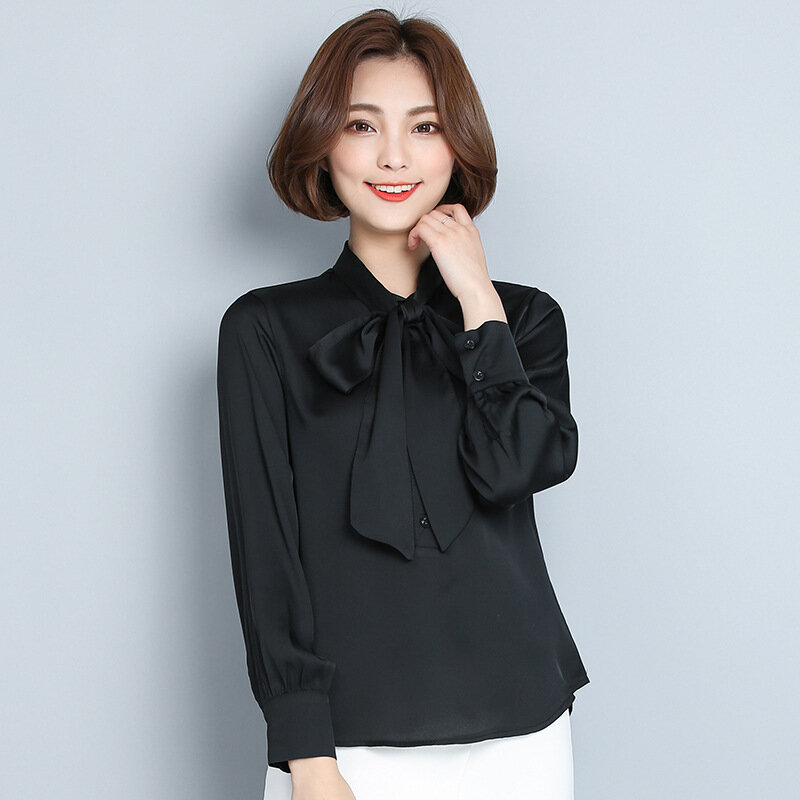 2020 New Women Chiffon Blouse Shirt Elegant Long Sleeve Solid Casual Blouses 2020 Ladies Office Tops