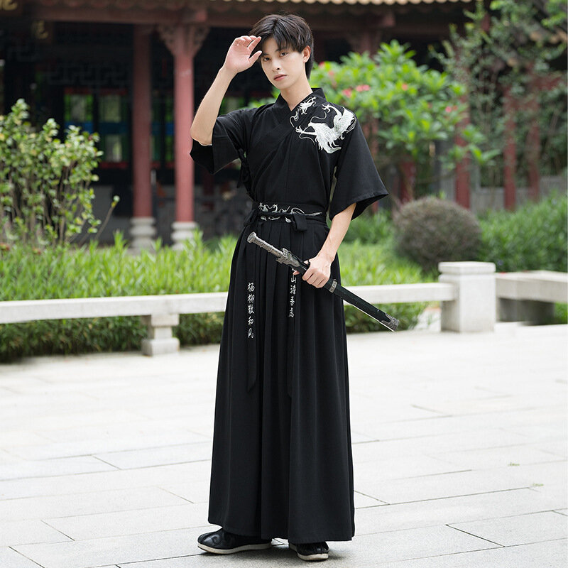Disfraz de Hanfu tradicional chino para parejas, Kimono japonés, ropa de Cosplay samurái, traje de espadachín de la dinastía Han, hombre Original
