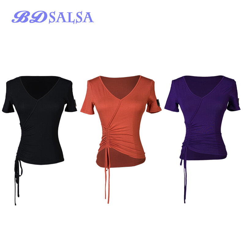 2020 Tops Latin Dance Clothes Female The New Sexy Practice Clothing Dancing Clothes Modern Dance Coat ZD30 Cotton V-neck Top
