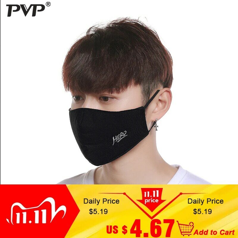 PVP 1/4 Uds Moda hombre PM2.5 mascarilla facial antipolvo máscara filtro a prueba de viento mascarilla facial de boca-mufla cuidado máscara de anime reutilizable