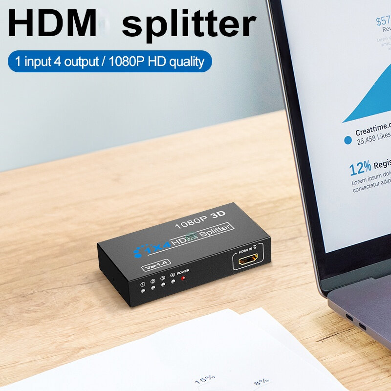 4K Hdmi-Compatibel Splitter Hdmi1.4 1X4 Poort Full Hd 1080p4K * 2K Video Hdmi-Compatibel Splitter voor Hdtv, pc, PS3,PS4, Xbox Nintendo