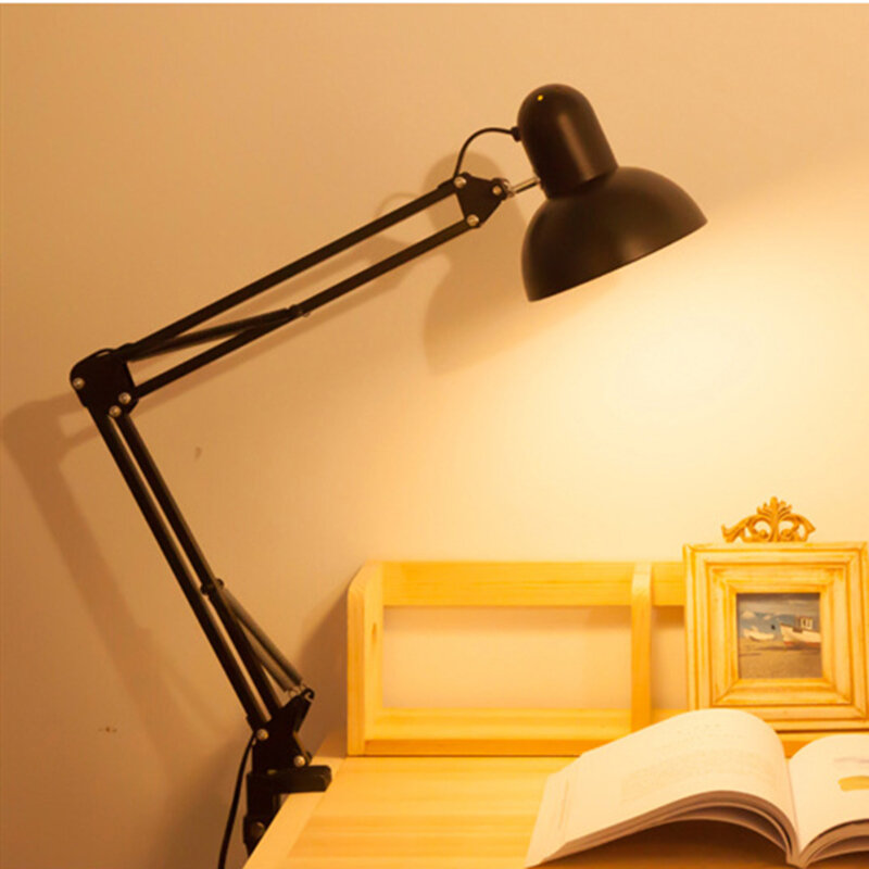 Manicure Tafellamp Nail Bureau Nacht Lamp Armatuur Met Klem Computer Kantooraccessoires Vintage Led Vouwboek Lezen Schrijven