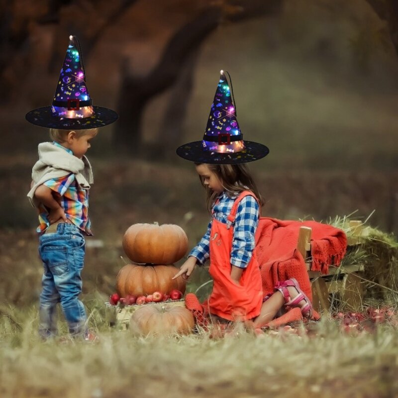 어린이용 LED 마녀 모자, 야간 놀이, 좋아하는 할로윈 선물, 사랑스러운 선물, 2024 신제품