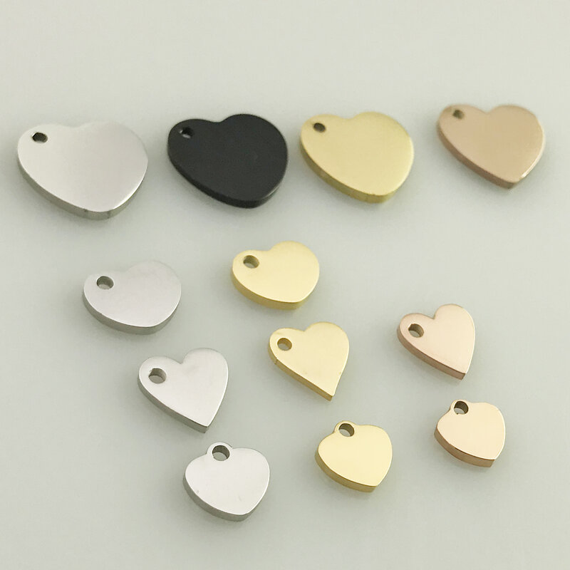 Personalizado seu design de logotipo jóias que faz acessórios coração de aço inoxidável charme personalizado