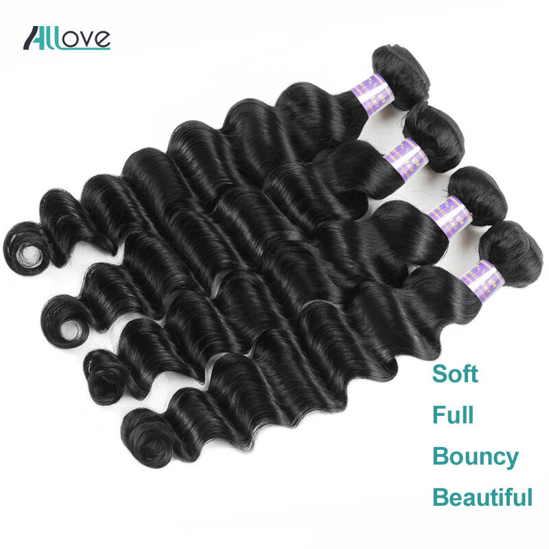 Loose Deep Wave Bundles 30 Inch Human Hair Bundles Brazilian Remy Hair Weave Weft 1/3/4 PCS Human Hair Extensions Natural Black