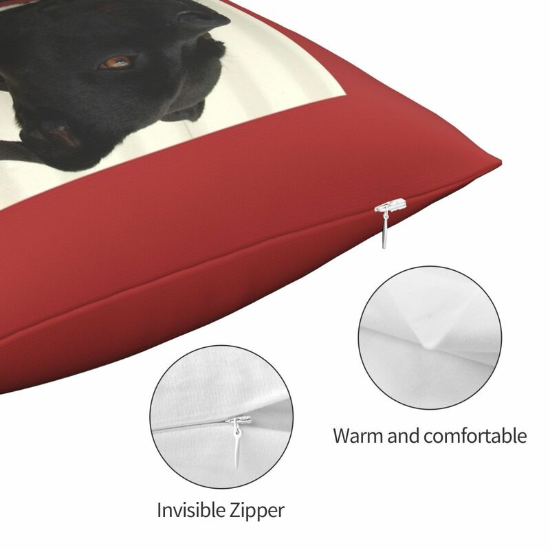 Staffy Dog-funda de almohada de poliéster, lino, terciopelo, decoración con cremallera, funda de cojín para sofá