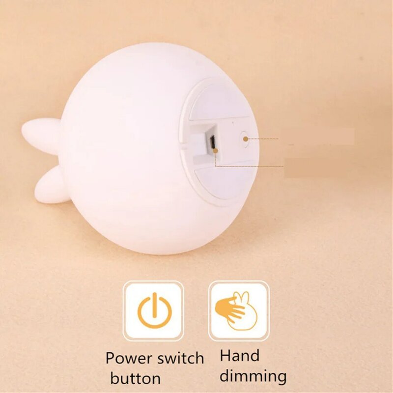 Creative Cute Rabbit Silicone Lamp Bedroom Remote Control Color Changing Children's Animal design Night Light