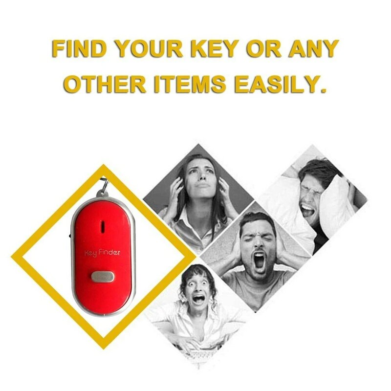 Pencari Kunci Peluit LED Gantungan Kunci Nirkabel Gantungan Kunci Elektronik Anti-pencurian Pencarian Kunci Elips Perangkat Antihilang Gantungan Kunci Mobil