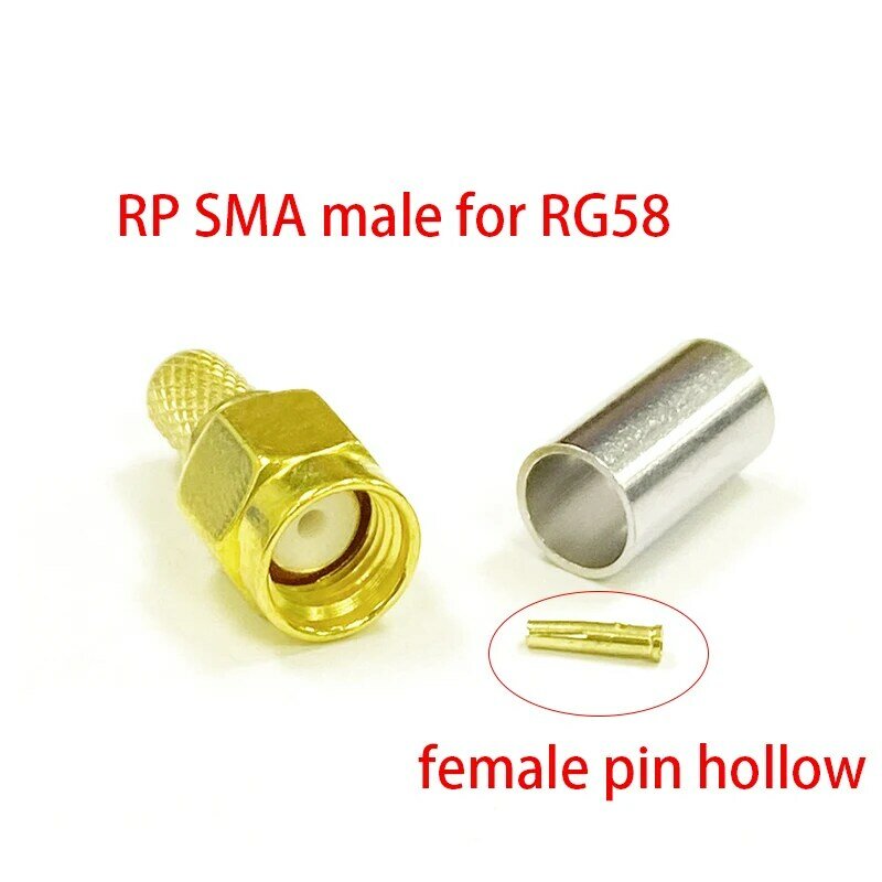 1 szt. Nowy SMA zaciskane złącze RF męskie żeńskie złącze RP do kabla LMR195 RG58 zacisk kablowy hurtowo do anteny WIFI