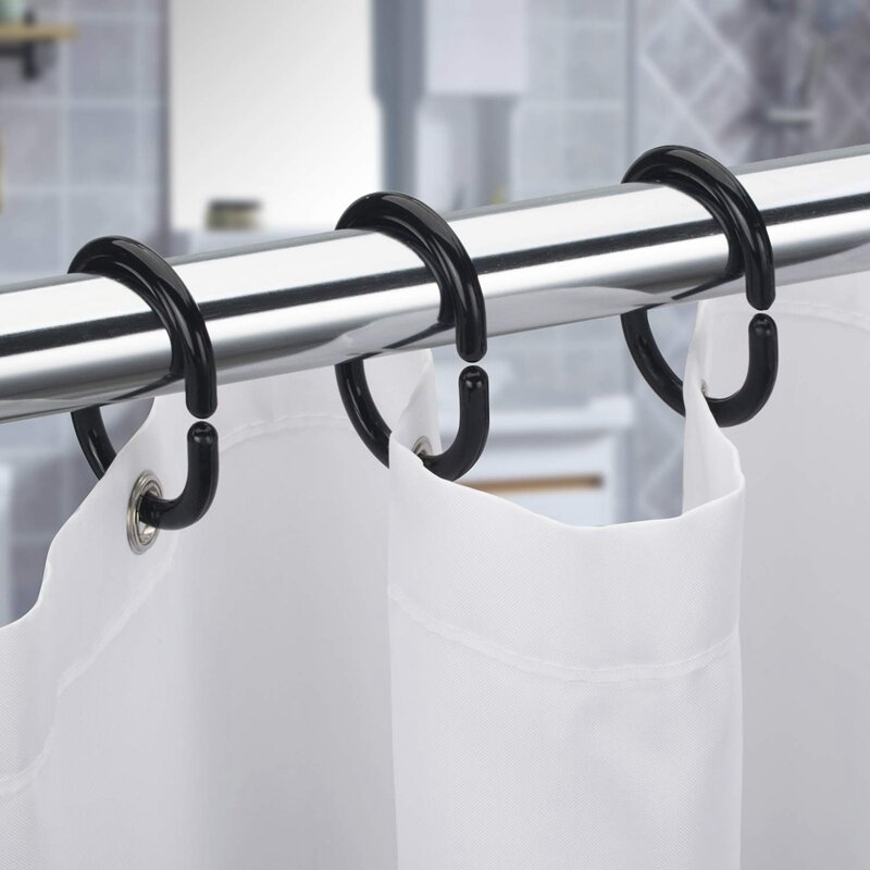 Promotion! 24 PCS Shower Curtain Rings Plastic Shower Curtain Hooks for Bathroom Shower Rod