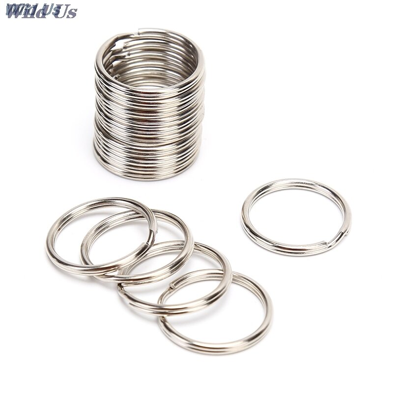 Llaveros de anillo dividido de acero inoxidable, 100 unidades, diámetro 12, 15, 16 y 20mm, llavero de aro pulido artesanal