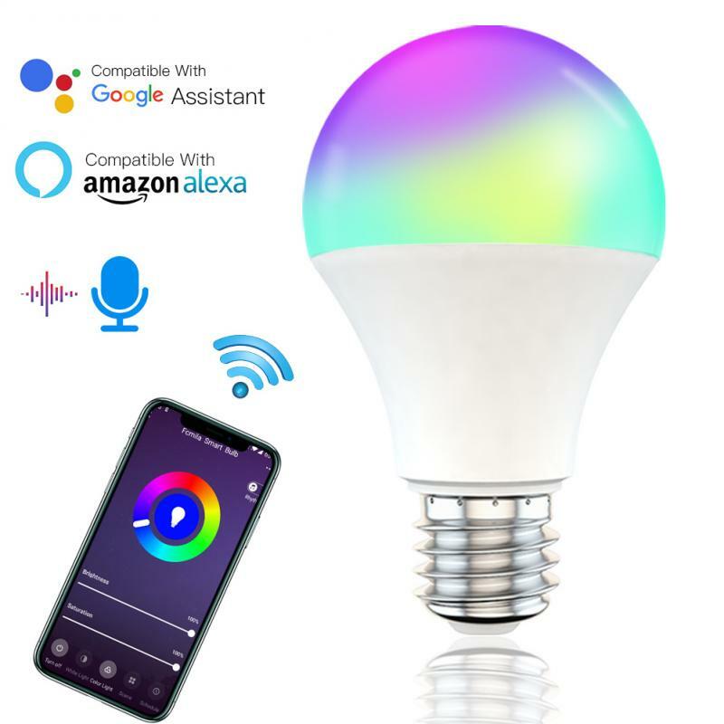 LED Wifi Intelligente Lampadina A Risparmio Energetico Della Lampada RGB + CCT Dimmable Dell'interno di Illuminazione Intelligente di Controllo Vocale Funziona Con Alexa google Casa