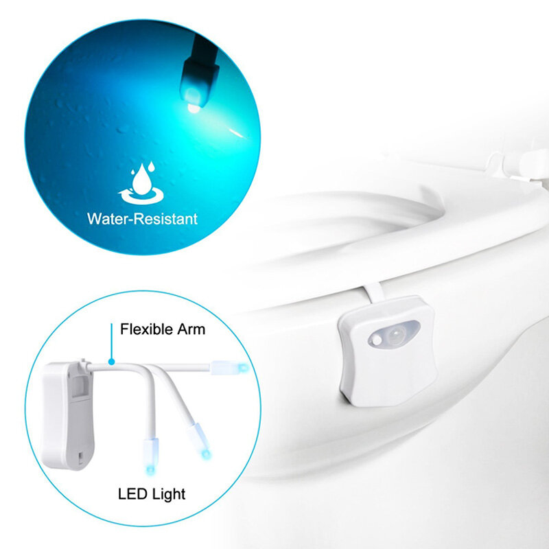 Luz nocturna para asiento de inodoro, lámpara LED con Sensor de movimiento PIR inteligente ZK30, 8/16 colores, resistente al agua, para cuenco y WC