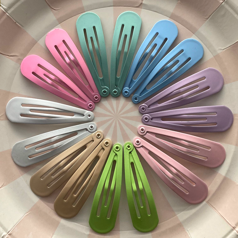 5Cm Mix Solid Color Metal Hairgrip Girls Snap Hair Clips For Children Baby Hair Accessories Women Barrettes Clip Pins