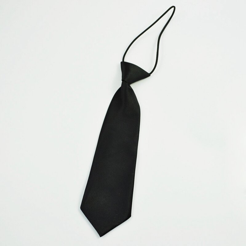 Однотонный черный эластичный тонкий галстук-бабочка из полиэстера для ребенка