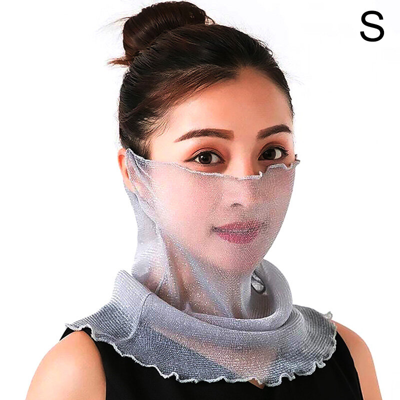 Syal kerah leher sifon modis musim panas musim semi syal Pullover masker telinga gantung beragam tabir surya tipis untuk wanita