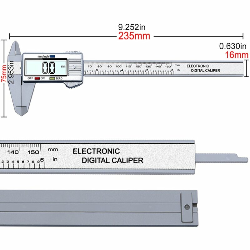 Calibrador Vernier electrónico Digital de fibra de carbono, modelo de Micrómetro de precisión, 0-150mm, LCD, 150mm