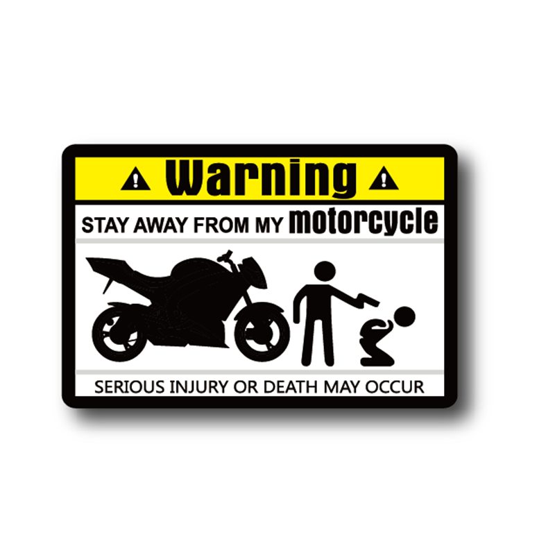 オートバイと自転車のステッカー,車のステッカー,ユニークな警告マーク,8cm x 5.3cm