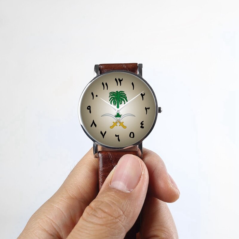レロジオ個別サウジアラビア時計メンズ手首高級クロコダイルパターンのレザーストラップクォーツムーブメント