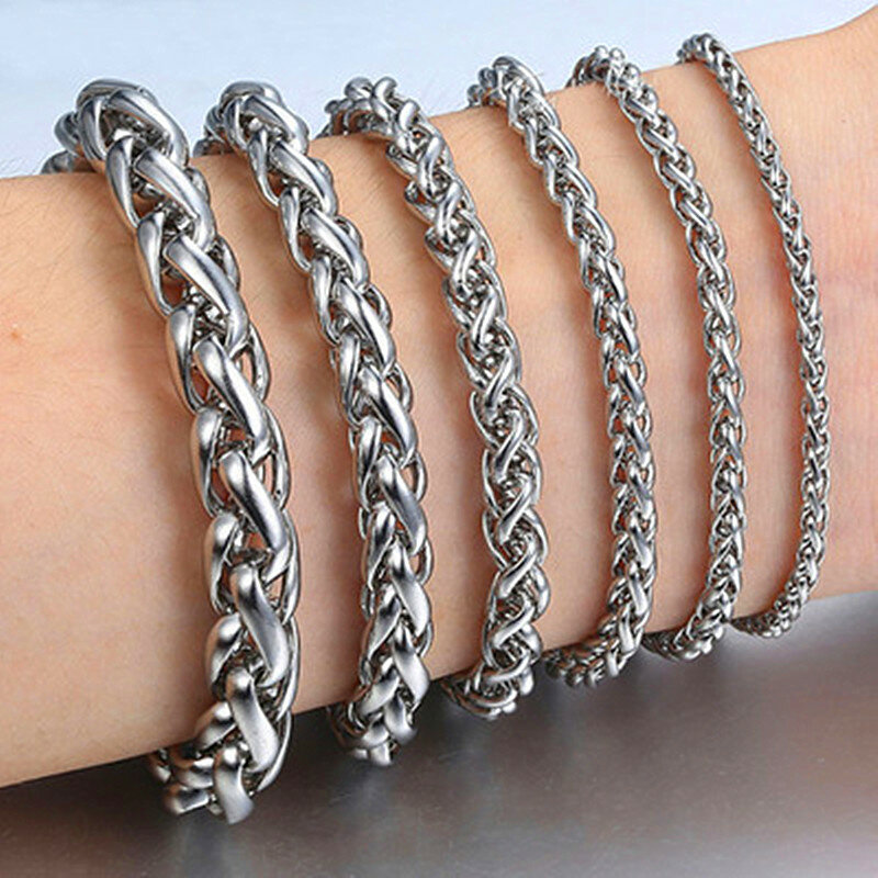 HNSP – Bracelet à main avec chaîne en acier inoxydable pour hommes et femmes, 3MM-8MM, bijoux Y2K