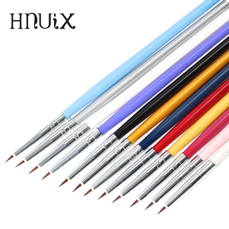 12 Pieces / Set Colorful Nail Art Liner Thin Painting Brush Design Acrylic Pointing Pen Fine Tips Drawing Lines Flower Tool Mani