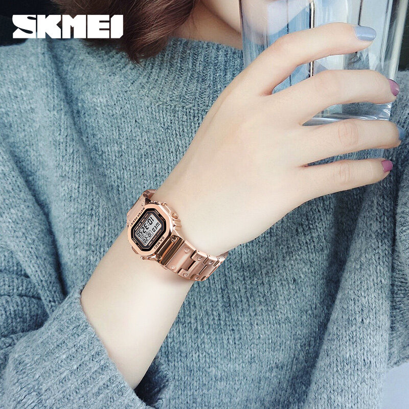 SKMEI Luxury Digital Lover Watches Fashion Stainless Stee Waterproof Clock Sports Electronoic Couple Wristwatch For Men Women