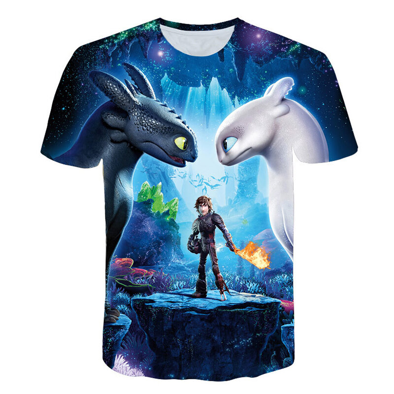 2019 Como Treinar O Seu Dragão 3d Full Print T Shirt do Menino Caçoa o Tshirt Tops Bonito Dos Desenhos Animados Camiseta Fille nova 3-16Y