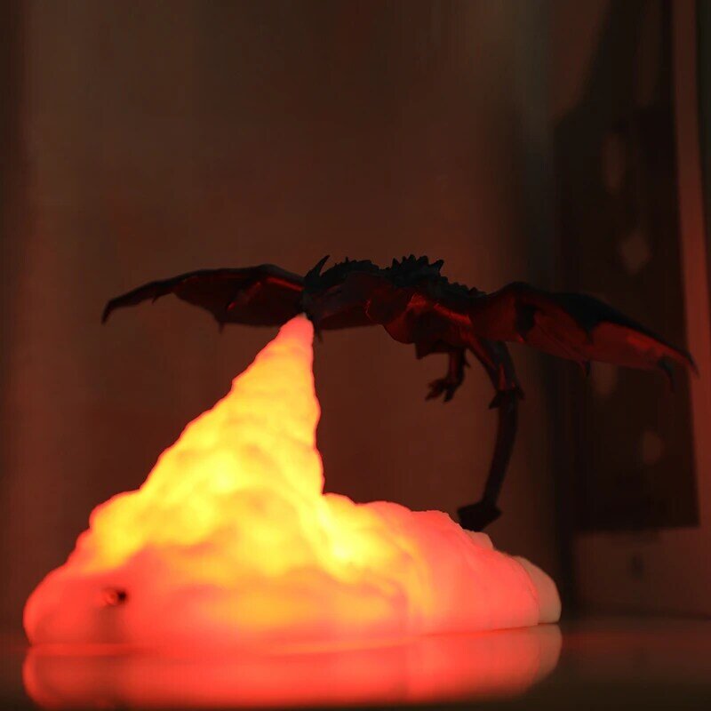 3D Print LED ognisty smok Ice Dragon lampy lampka nocna akumulator miękkie światło do sypialni salon Camping piesze wycieczki Home Decor