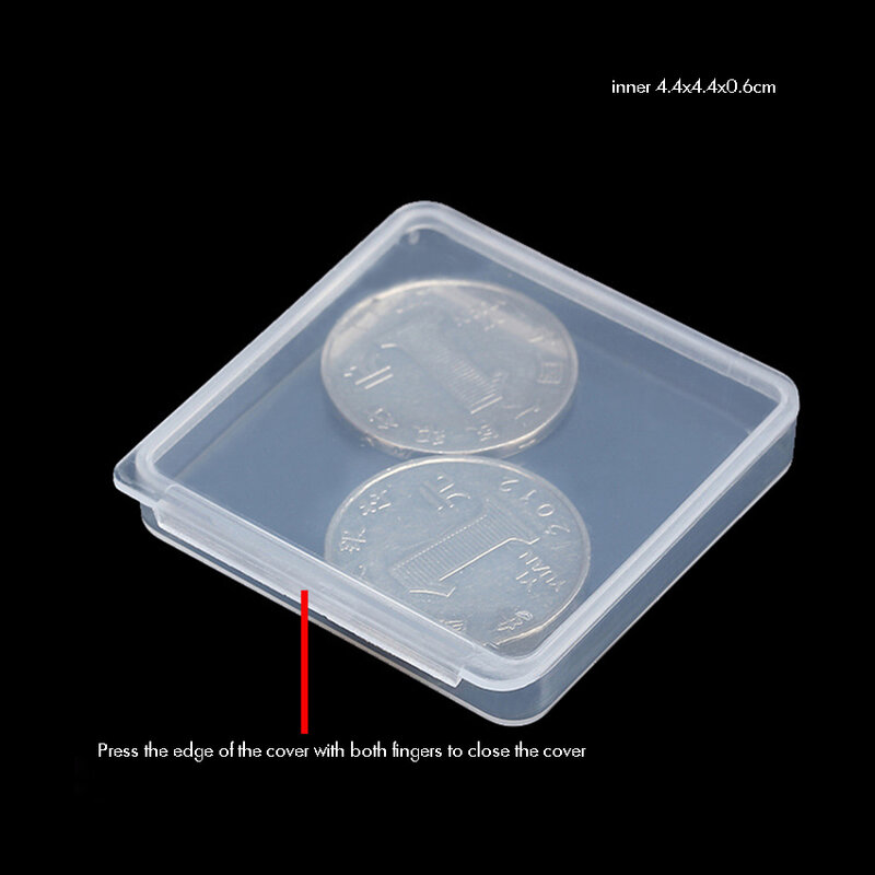 Mini plastikowe kwadratowe przezroczyste przechowywanie koralików pudełko na pojemniki do zbierania drobnych przedmiotów, koralików, biżuterii, rzemiosła 4,7x4,7x0,8 cm
