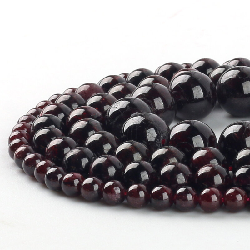 Grosir AAA Halus + Garnet Alami Manik-manik Batu Bulat untuk Membuat Perhiasan DIY Gelang Kalung Bahan 4/6/8/10/12Mm Untai 15''