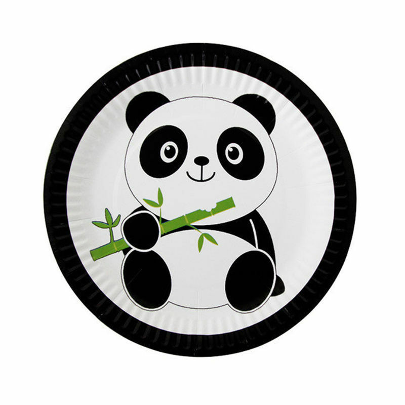 Tema Panda Louça Descartável para Crianças, Papel De Bambu, Palha, Pratos, Copos, Banner, Coberturas De Bolo, Fontes De Festa De Aniversário, Boy Baby Shower