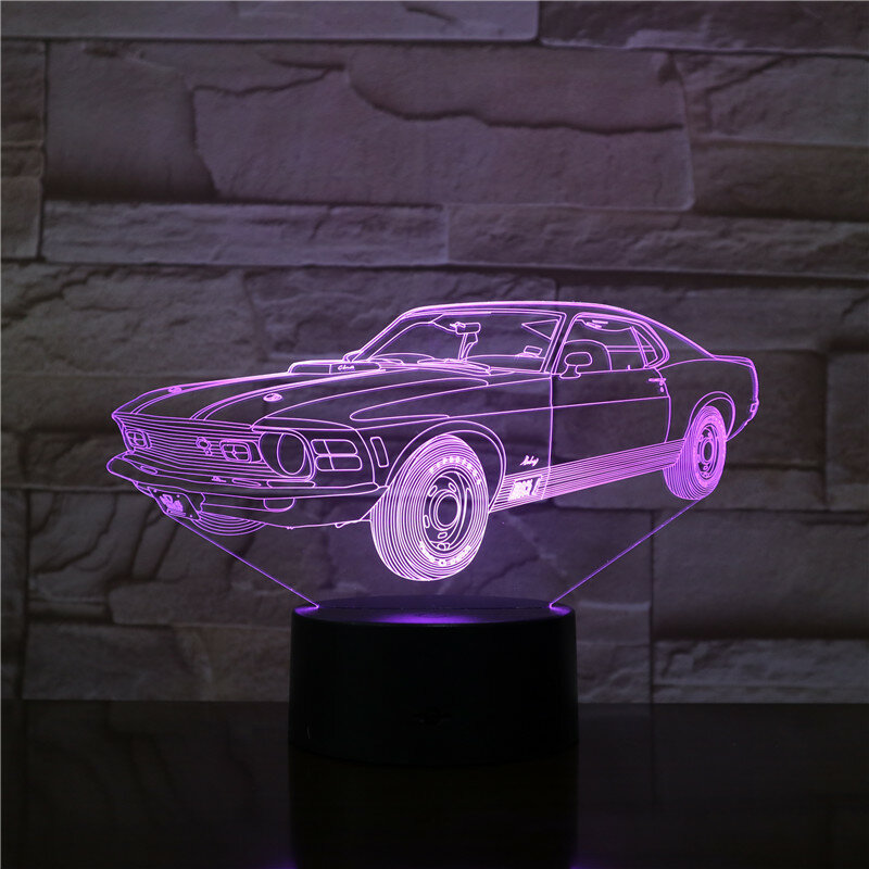 New Cool 3D Car Theme Night Light LED USB Table Desk Lamp Home Decor Christmas Gift  Kids Toys Birthday Present Multicolor 2728
