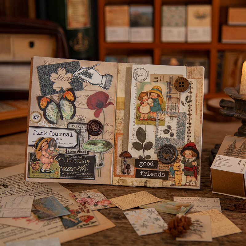 Colección de libros Vintage, Mini tarjeta de felicitación de papel Kraft, Material de decoración DIY, tarjeta LOMO Retro, Serie 2, 100 unidades