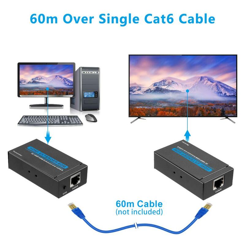 1080p 3D HDMI Transmitter Receiver 60M HDMI Extender HDMI To RJ45 Single Network Cable Extender Converter US EU Plug