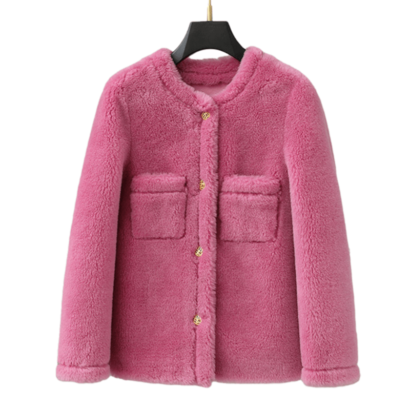 Aorice – manteau de fourrure en laine véritable pour femme, parka, veste de tonte de mouton, pardessus, CT146