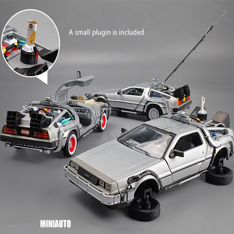Welly-modelo de coche de aleación de Metal fundido a presión, modelo 1:24, DMC-12 Delorean, Regreso al futuro, colección de simulación, regalos, juguetes para niños