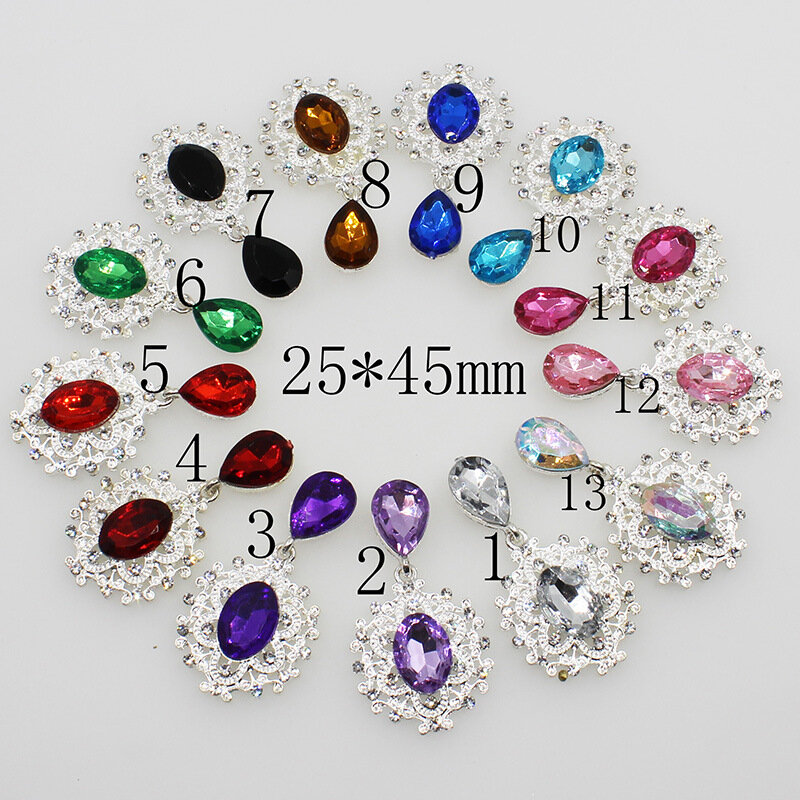 NDelicate Shining Brooch 45*25mm 10Pcs/Set Crystal Accessories Fashion Gorgeous Wedding Invitation Holiday Creative Decoration