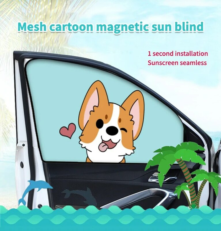Rideau magnétique dans la fenêtre de la voiture, couverture de pare-soleil de fenêtre latérale universelle de dessin animé, Protection UV pour enfants bébé enfants