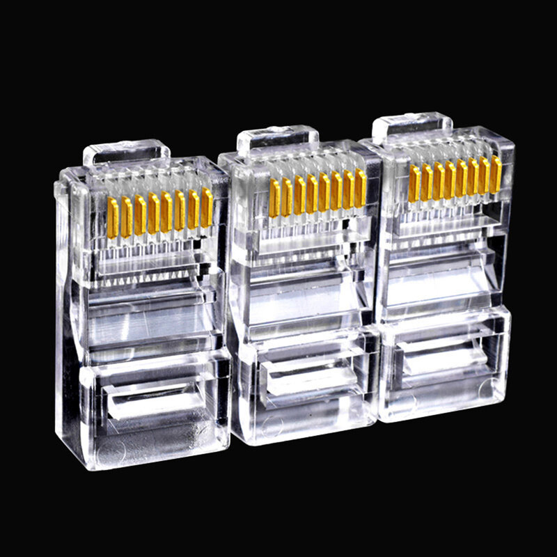 Cabos Ethernet Módulo Plug, conector de rede para UTP, Cat5, Cat5e, RJ45, cabeças de cristal, 8P8C, 20 pcs, 50 pcs, 100pcs