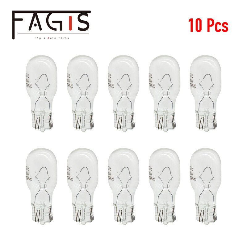 Fagis 10 sztuk jasne szklane ciepły biały T15 W16W lampa halogenowa 12V 16W wewnętrzna lampka światło obrysowe żarówki halogenowe