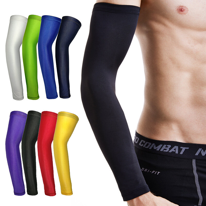 1Pair ports Cycling Sleeves Lengthen Arm Sleeves Riding Running Sunscreen Arm Cuff Cool Basketball Armguards Men Sports Safety