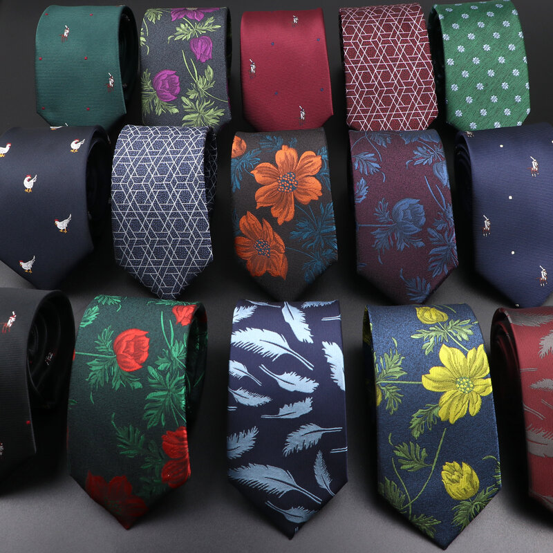 Nowość męski krawat kwiatowy piórko łosia geometryczny wzór czerwony niebieski krawaty wypoczynek codzienna odzież biznesowa krawat wesele prezent
