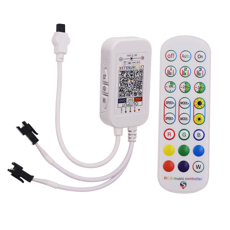 DC5-24V RGB Bluetooth Music Controller with 24Key IR Remote for WS2811 WS2812B RGB LED Strip Light